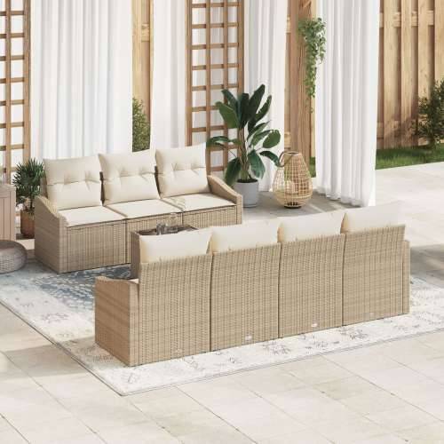 8-dijelni vrtni sofa set s jastucima bež poli ratan Cijena