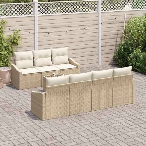8-dijelni vrtni sofa set s jastucima bež poli ratan Cijena
