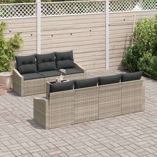 set vrtnih sofa od 8 dijelova s jastučićima svijetlo sivi poli ratan Cijena