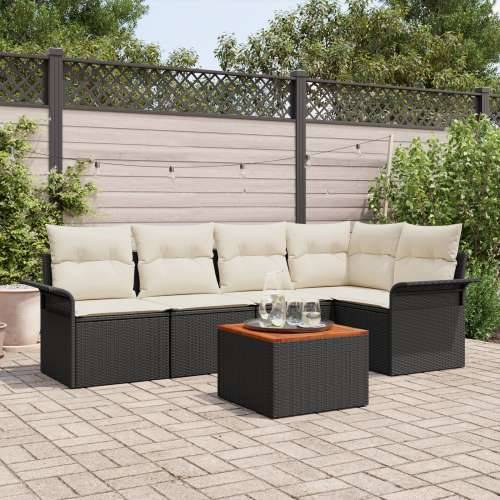 6 kom Vrtni sofa set s jastučićima crni poli ratan akacija Cijena