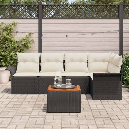 6 kom Vrtni sofa set s jastučićima crni poli ratan akacija Cijena