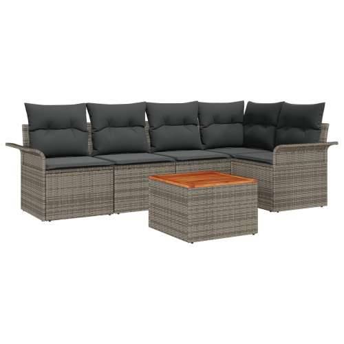 6-dijelni vrtni sofa set s jastučićima sivi poli ratan akacija Cijena