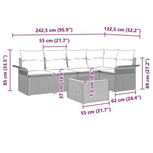 6-dijelni vrtni sofa set s jastučićima sivi poli ratan akacija Cijena