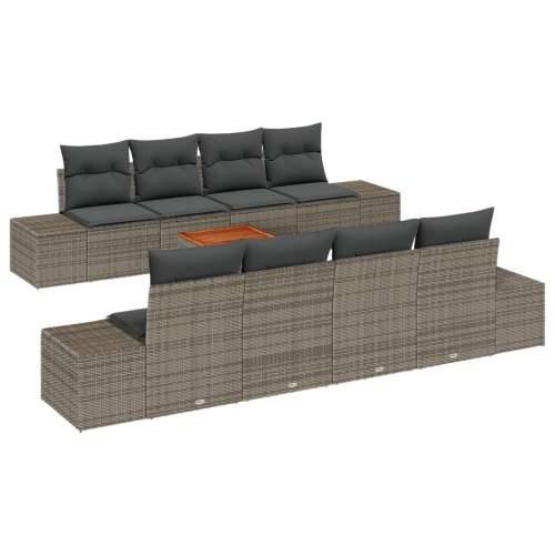 Vrtna garnitura - 9-dijelni set vrtnih sofa s jastucima siva poli ratan akacija Cijena
