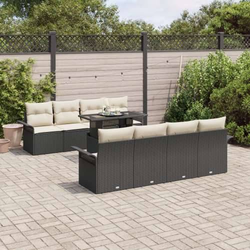 set od 9 komada vrtnih sofa s jastučićima crni poli ratan Cijena