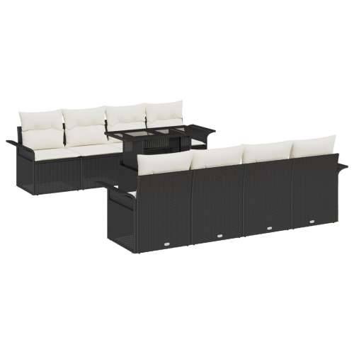 set od 9 komada vrtnih sofa s jastučićima crni poli ratan Cijena