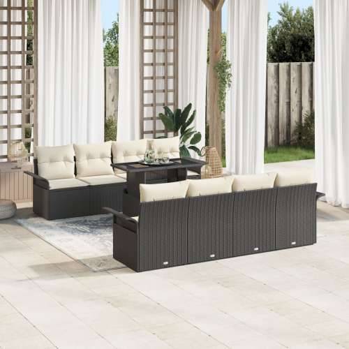set od 9 komada vrtnih sofa s jastučićima crni poli ratan Cijena