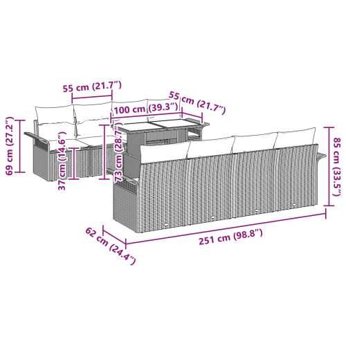 set od 9 komada vrtnih sofa s jastučićima crni poli ratan Cijena