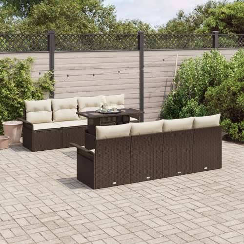 9-dijelni vrtna sofa set s jastučićima smeđa poli ratan Cijena