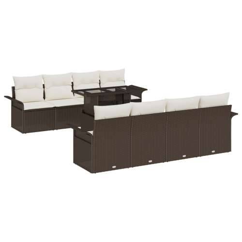 9-dijelni vrtna sofa set s jastučićima smeđa poli ratan Cijena