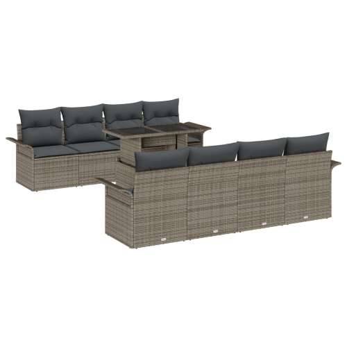9-dijelni vrtni sofa set s jastučićima siva poli ratan Cijena