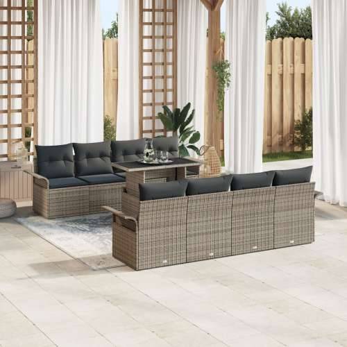 9-dijelni vrtni sofa set s jastučićima siva poli ratan Cijena