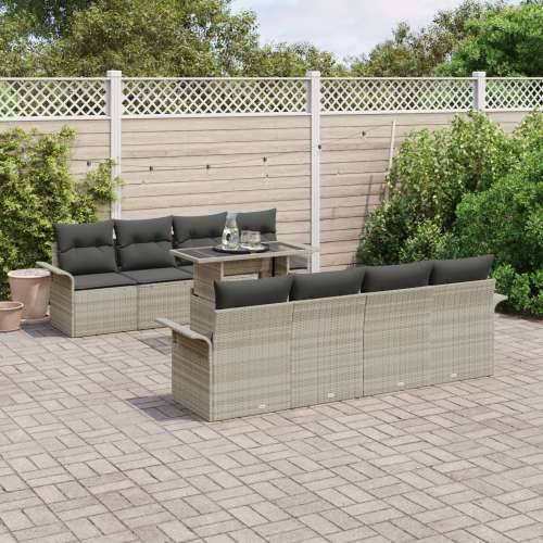 9-dijelni Baštenski Sofa Set sa Jastucima Svijetlosivi Poli Ratan Cijena