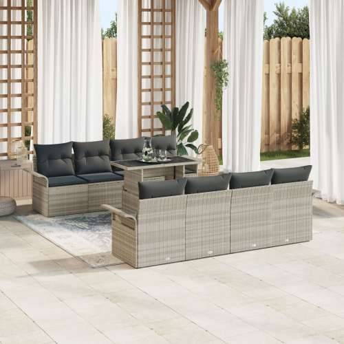 9-dijelni Baštenski Sofa Set sa Jastucima Svijetlosivi Poli Ratan Cijena