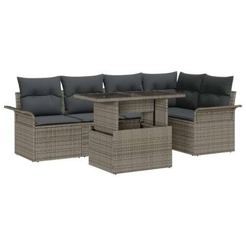 set od 6 vrtnih sofa s jastučićima siva poli ratan Cijena