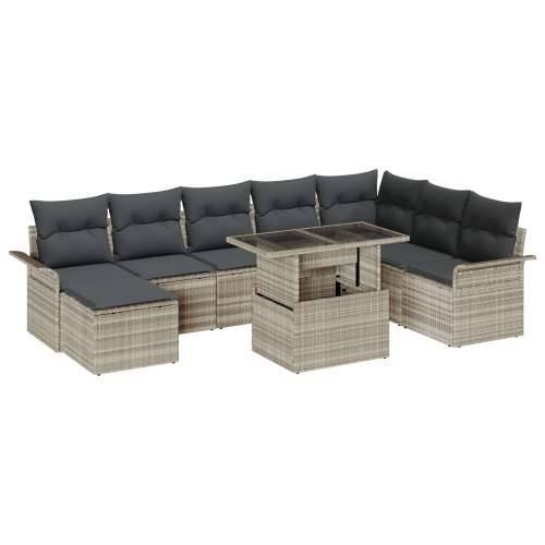 9-dijelna vrtna sofa set s jastučićima svijetlo siva poli ratan Cijena
