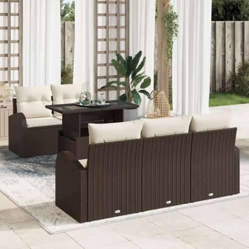 Set od 6 vrtnih sofa s jastučićima smeđe poli ratana Cijena