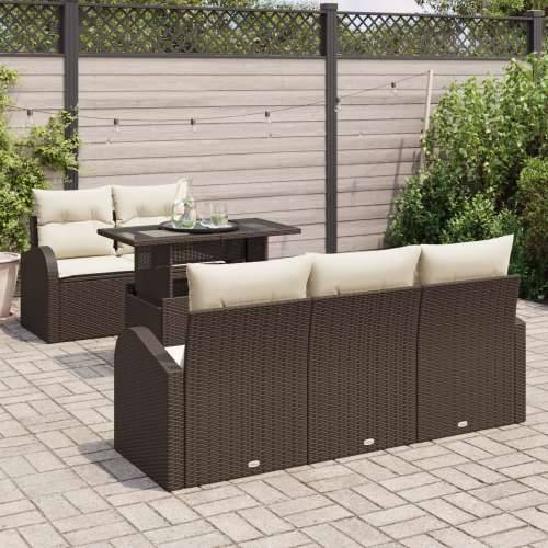 Set od 6 vrtnih sofa s jastučićima smeđe poli ratana Cijena
