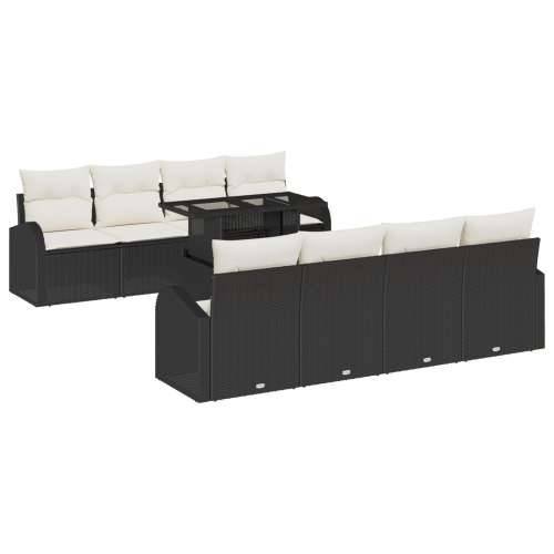 9 Komada Vrtni Sofa Set sa Jastučićima Crni Poli Ratan Cijena