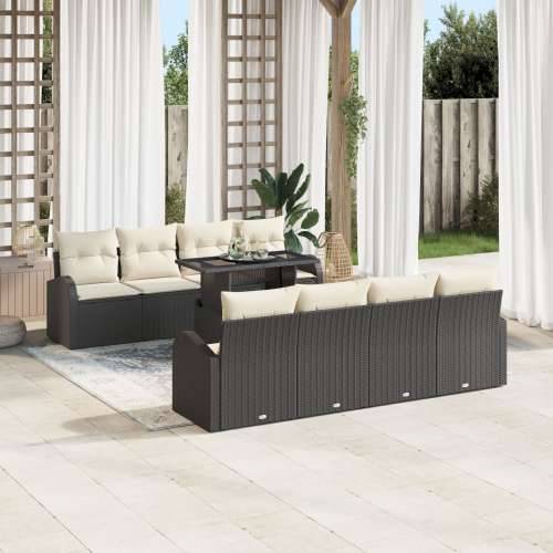 9 Komada Vrtni Sofa Set sa Jastučićima Crni Poli Ratan Cijena