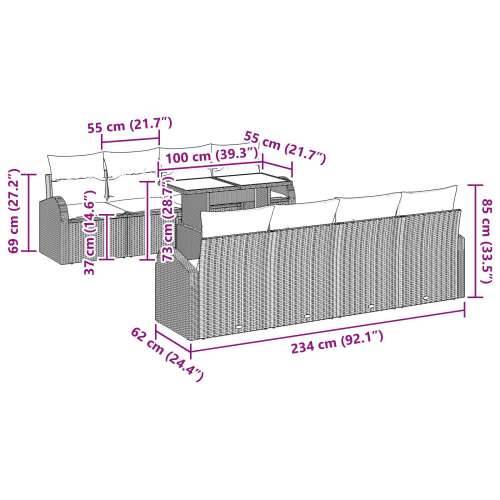 9 Komada Vrtni Sofa Set sa Jastučićima Crni Poli Ratan Cijena