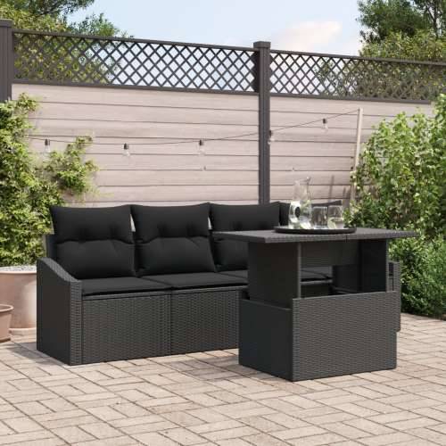Vrtna garnitura - 5-dijelni set vrtnih sofa s jastučićima crni poli ratan Cijena