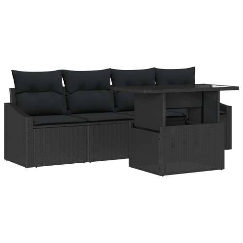 Vrtna garnitura - 5-dijelni set vrtnih sofa s jastučićima crni poli ratan Cijena