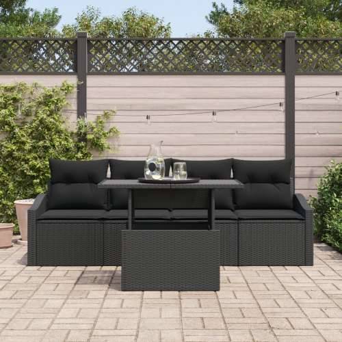 Vrtna garnitura - 5-dijelni set vrtnih sofa s jastučićima crni poli ratan Cijena