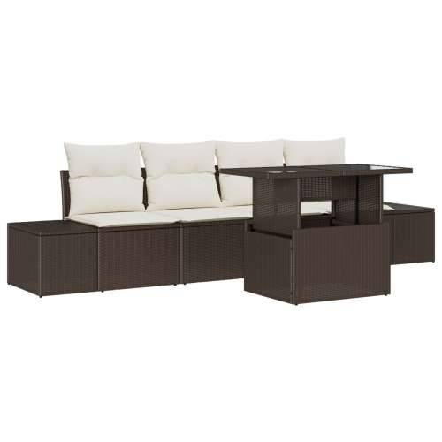 5-dijelni set dvorišnih sofa s jastučićima smeđa poli ratan Cijena