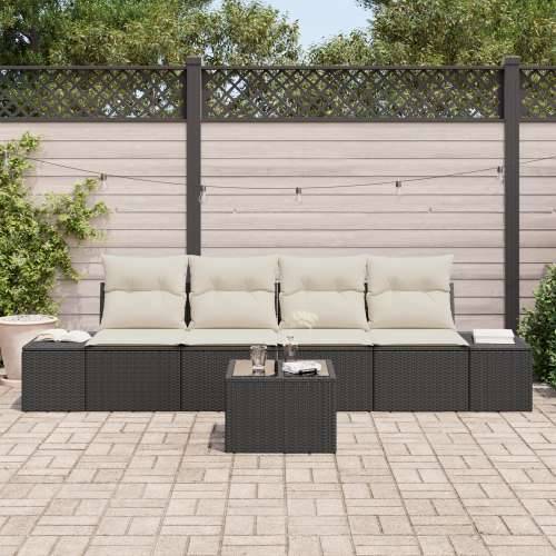Vrtna garnitura - 5-dijelni set vrtnih sofa s jastučićima crni poli ratan Cijena