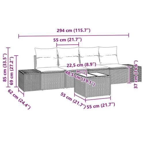 Vrtna garnitura - 5-dijelni set vrtnih sofa s jastučićima crni poli ratan Cijena
