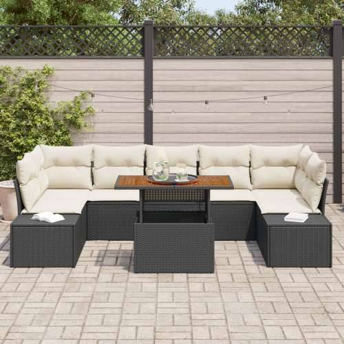 set od 8 vrtnih sofa s jastučićima crnog poli ratana Cijena