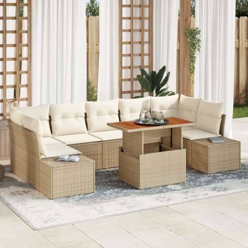 set od 8 komada vrtnih sofa s jastučićima bež poli ratan Cijena