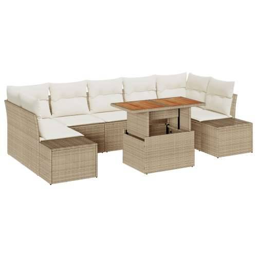 set od 8 komada vrtnih sofa s jastučićima bež poli ratan Cijena