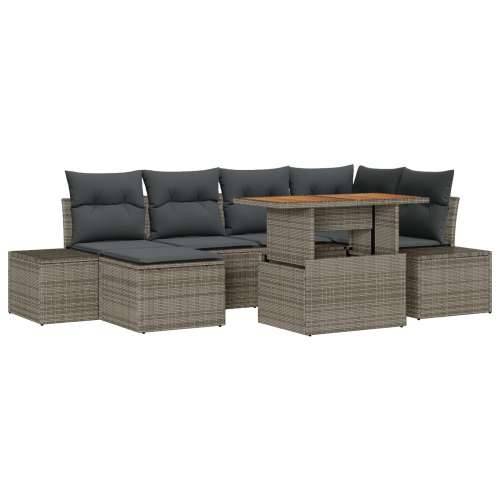 set od 7 komada vrtnog kauča s jastučićima sivi poly rattan Cijena