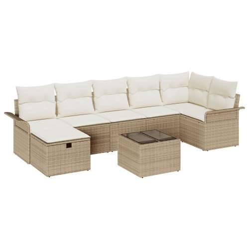 set vrtnih sofa od 8 dijelova s jastučićima bež poli ratan Cijena