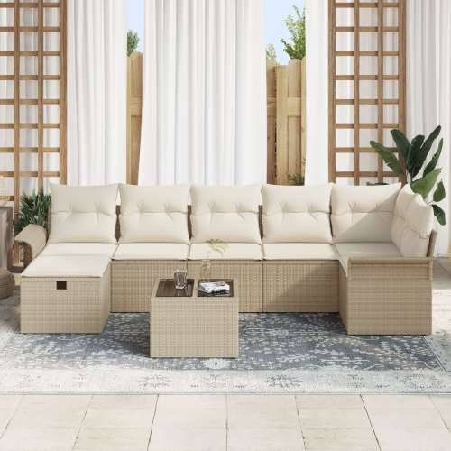 set vrtnih sofa od 8 dijelova s jastučićima bež poli ratan Cijena