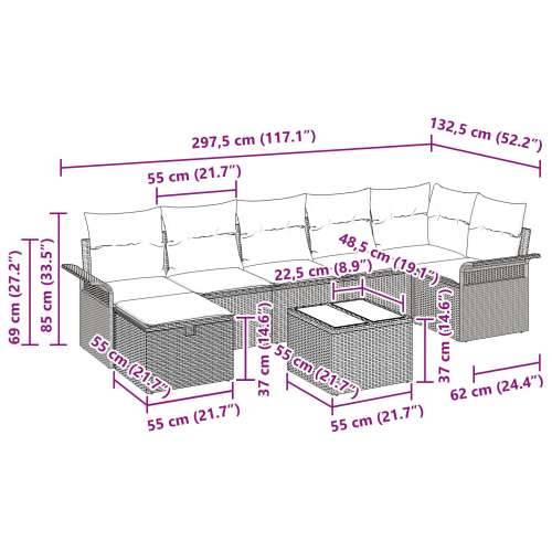set vrtnih sofa od 8 dijelova s jastučićima bež poli ratan Cijena