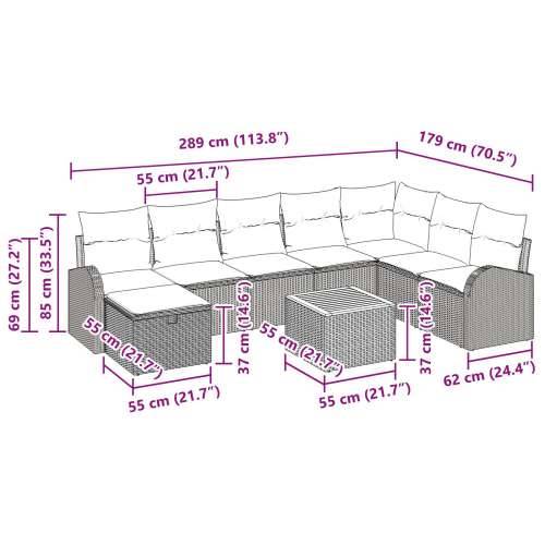 9 komadni set vrtnog sofa s jastučićima crni poli ratan Cijena