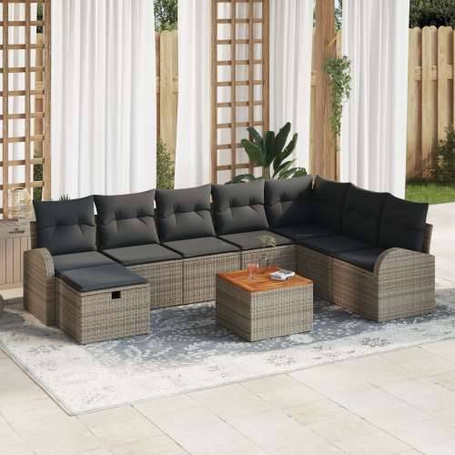 9-komadni vrtni sofa set s jastučićima siva Poli ratan Cijena