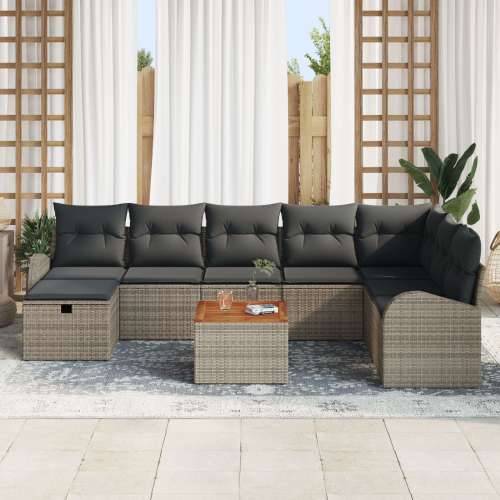 9-komadni vrtni sofa set s jastučićima siva Poli ratan Cijena