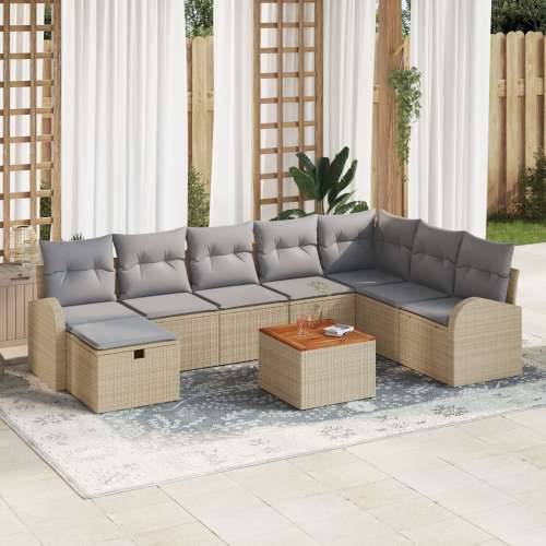 9 komadni set sofa za vrt s jastučićima Bež Poli Ratan Cijena