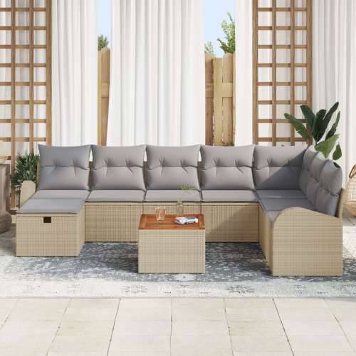 9 komadni set sofa za vrt s jastučićima Bež Poli Ratan Cijena