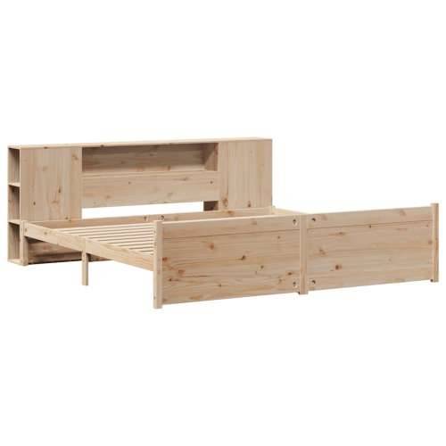 Krevet s regalom za knjige bez madraca 200 x 200 cm od borovine - Prirodna 200 x 200 cm Cijena