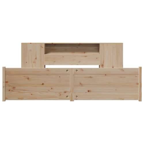 Krevet s regalom za knjige bez madraca 200 x 200 cm od borovine - Prirodna 200 x 200 cm Cijena