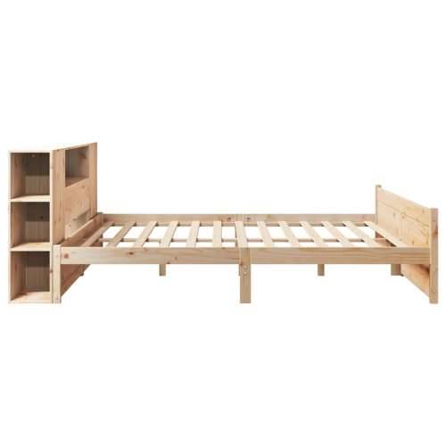 Krevet s regalom za knjige bez madraca 200 x 200 cm od borovine - Prirodna 200 x 200 cm Cijena