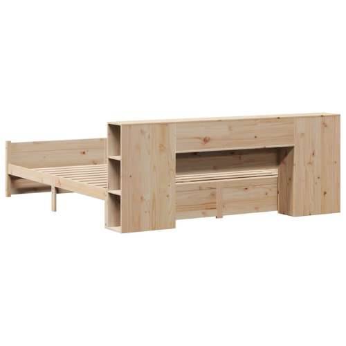 Krevet s regalom za knjige bez madraca 200 x 200 cm od borovine - Prirodna 200 x 200 cm Cijena