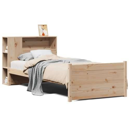 Krevet s regalom za knjige bez madraca 100x200 cm borovina - Prirodna 100 x 200 cm Cijena