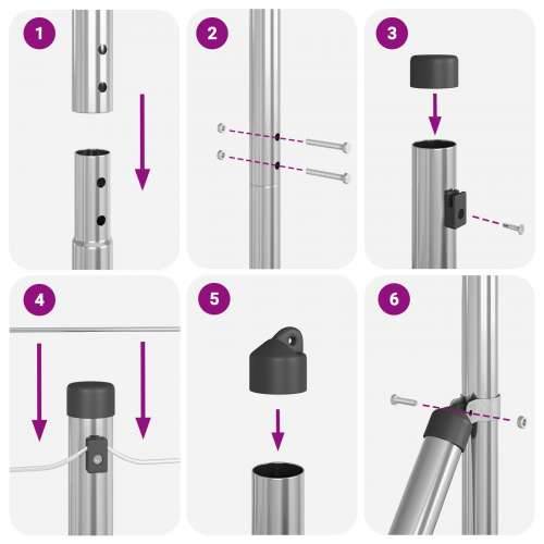 Stupovi ograde s postoljem 7 kom Ø32mm 68,5cm Galvanizirani čelik Cijena