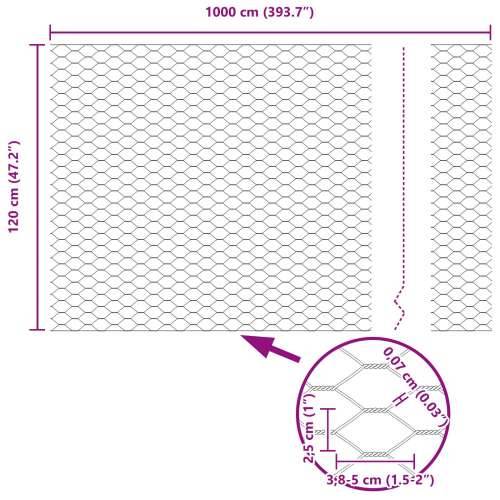 Heksagonalna Ograda Siva 1.2x10 m Čelik Cijena